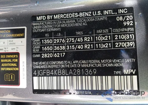 2020 Mercedes-Benz Gle 350 4Matic z USA, uszkodzony, nr VIN 4JGFB4KB8LA281369